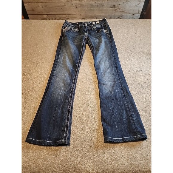 Miss Me Womens Signature Boot Jeans Size 27x31 Western Embellished Heavy Stitch - Picture 4 of 14